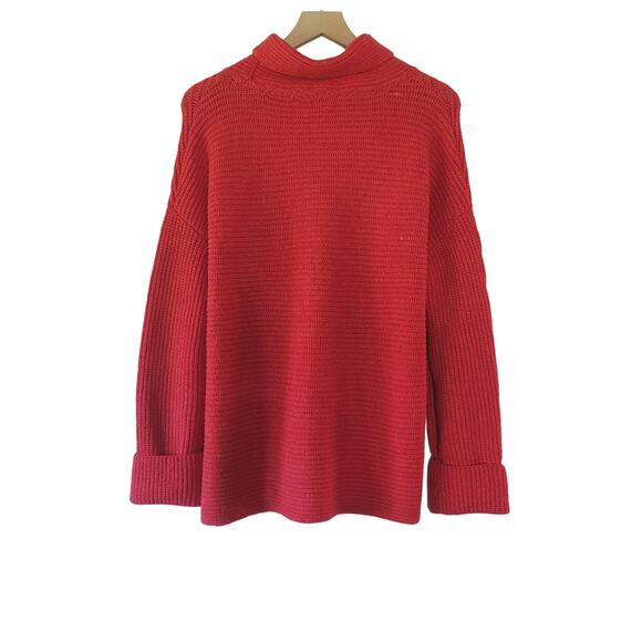 NEW Anthropologie Oversized Pilcro Cowl Neck Red Sweater - Medium - Picture 6 of 8